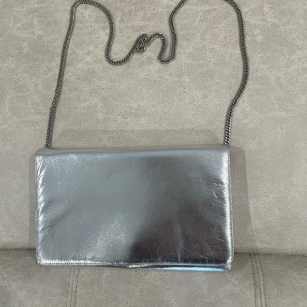 Vintage Nordstrom Silver Chain Strap Envelope Clutch Purse 💕💕